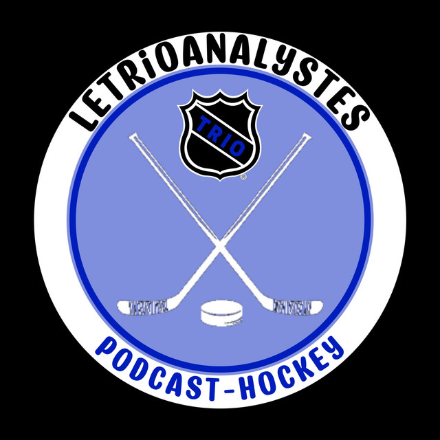 Logo Le Trio Analystes, 2 bâtons de hockey croisés et une rondelle entre les deux.