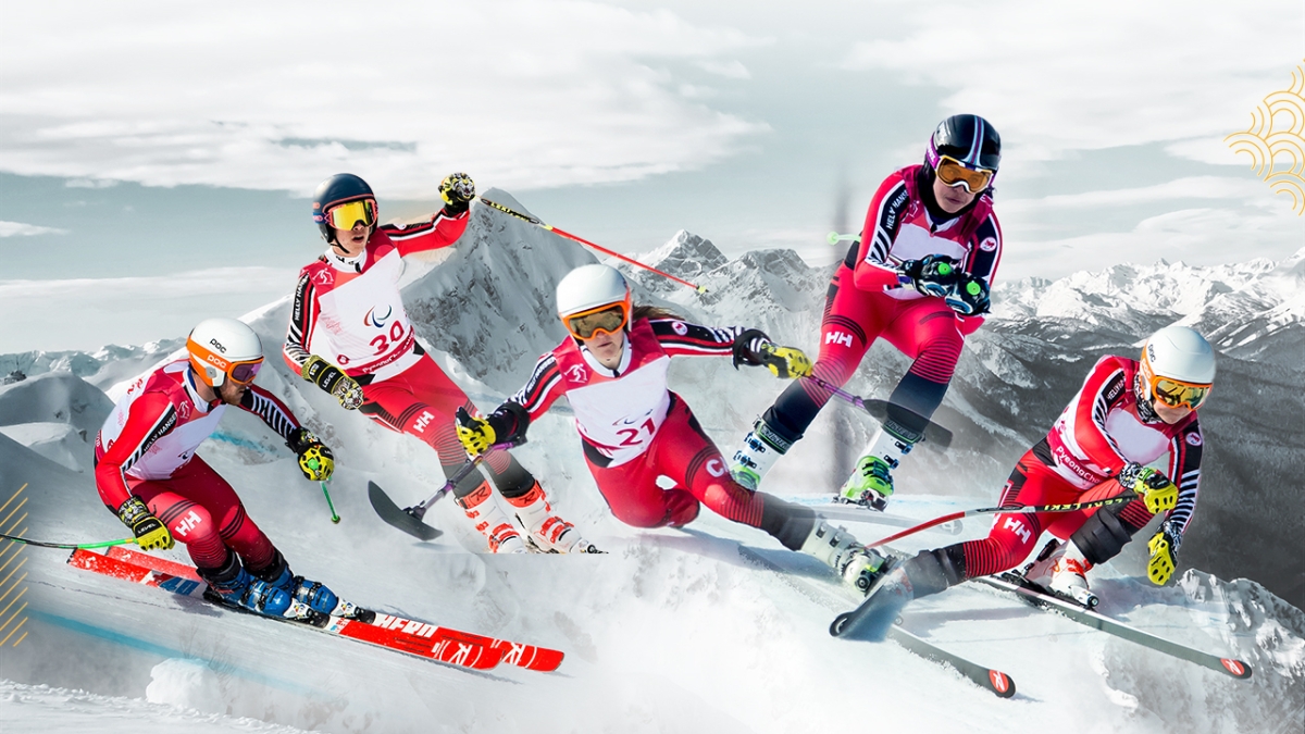 Montage photo de l'équipe de ski para alpin
